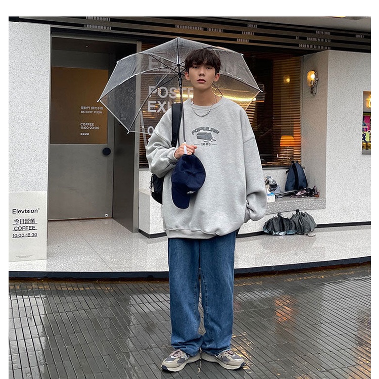Áo sweater cổ tròn dáng rộng thời trang xuân thu cho nam