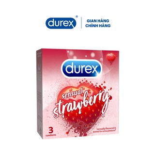 Bao cao su Durex Sensual Strawberry (3 bao/hộp) vị dâu tây tăng thời gian quan hệ Hàng chính hãng [FreeShip – Xả kho cắt