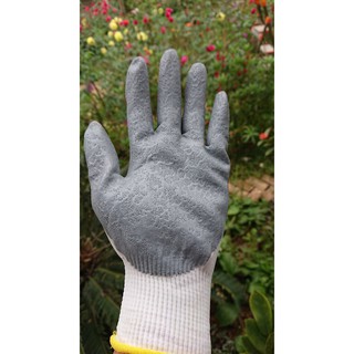 Găng tay làm vườn phủ cao su chống  nước màu xám