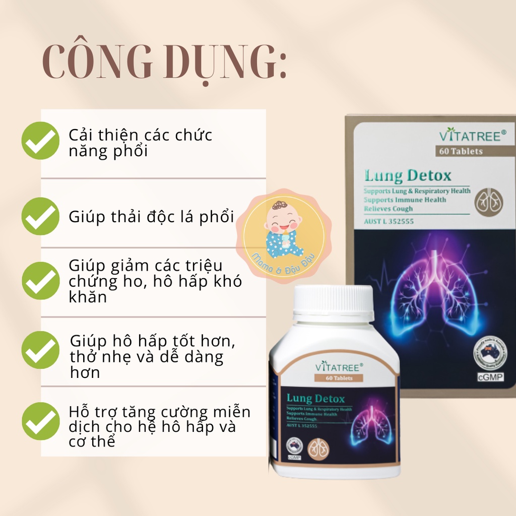 Viên uống BỔ TRỢ P.H.Ổ.I  LUNG DETOX VITATREE