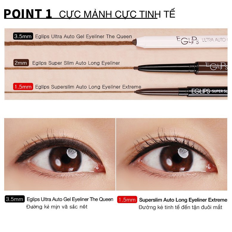 Kẻ mắt Eglips Super Slim Auto Long Eyeliner EXTREME EDITION (Phiên bản mới đầu siêu nhỏ) 0.05g | BigBuy360 - bigbuy360.vn