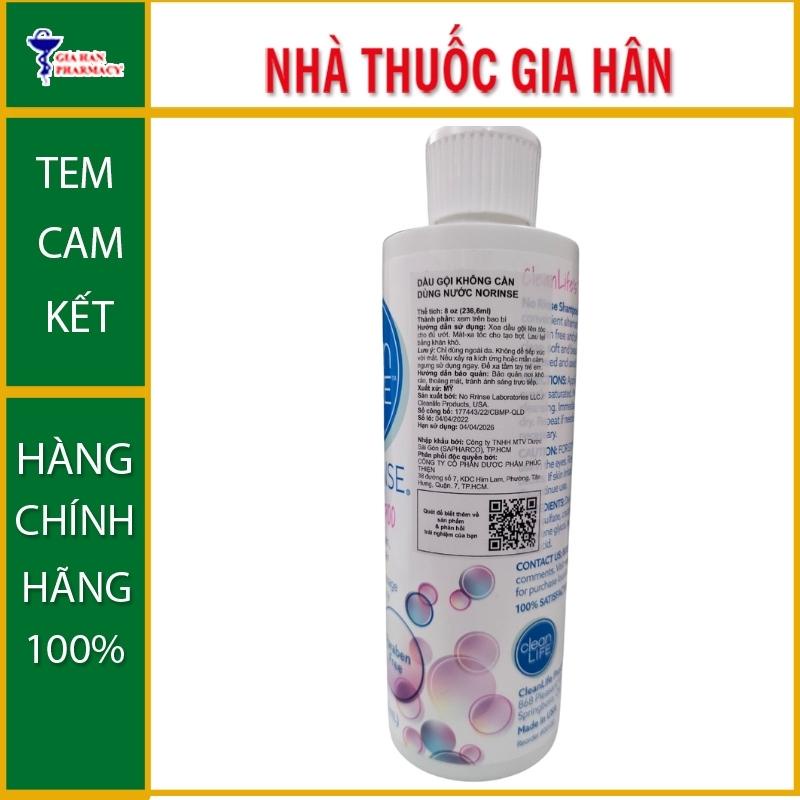 Dầu Gội Khô NoRinse Shampoo - Chai No Rinse 236,6ml - Gia Hân Pharmacy