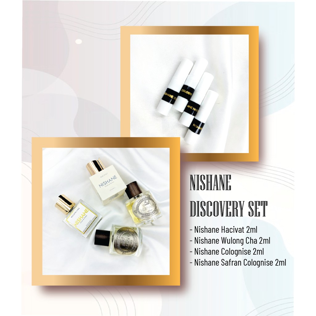 COMBO Mẫu thử nước hoa Nam Discovery SET Nishane (Hacivat 2ml + Wulong Cha 2ml + Colognise 2ml + Safran Colognise 2ml) | BigBuy360 - bigbuy360.vn