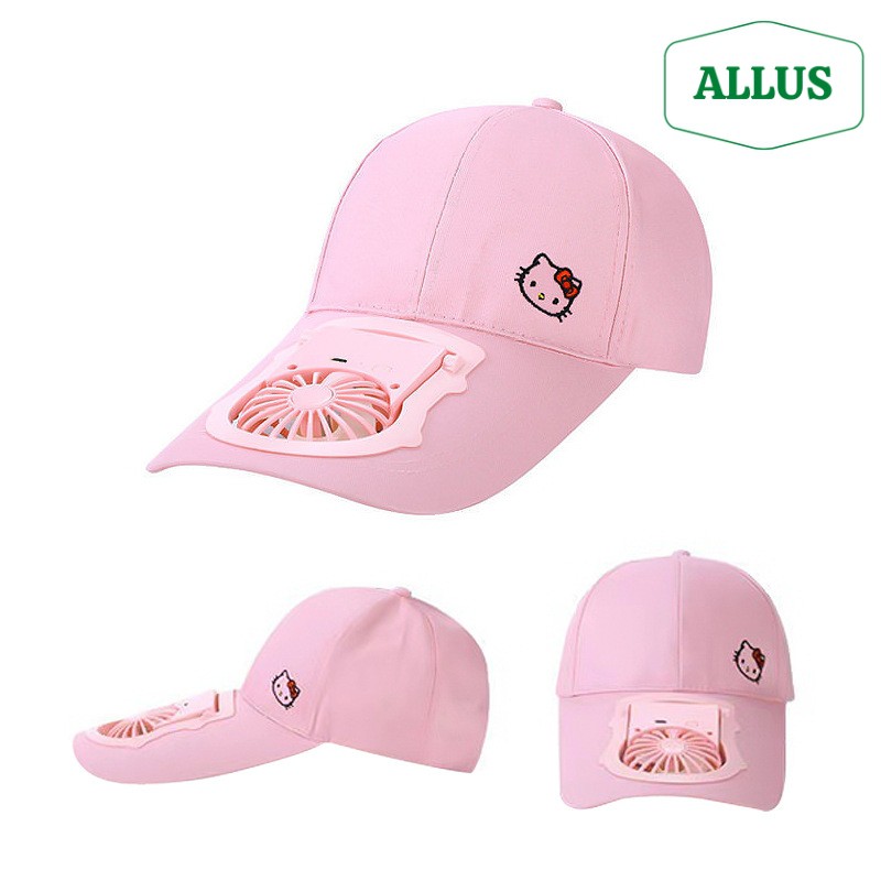 Mũ quạt mini, mũ lưỡi trai gắn quạt làm mát ngày hè, khi đi du lịch, dã ngoại, thể dục ngoài trời ALLUS