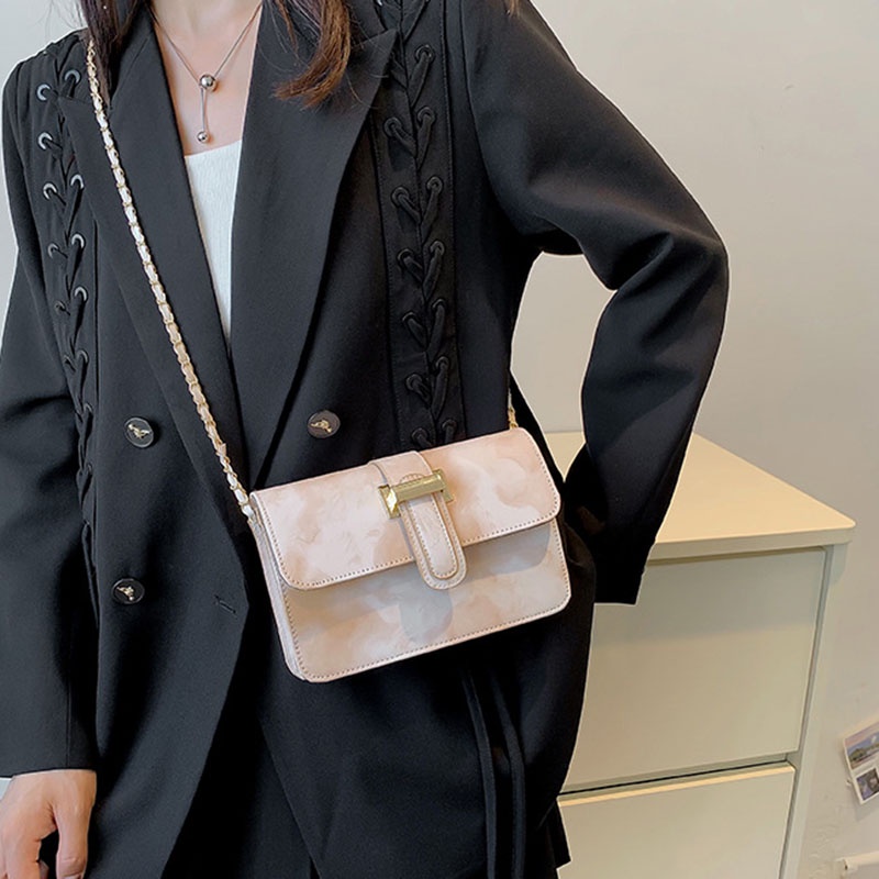 Túi Đeo Vai Hình Vuông Cỡ Nhỏ Phối Dây Đeo Sợi Xích Thời Trang Cho Nữ