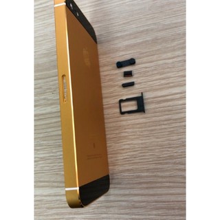 Vỏ iphone 5 màu vàng khắc se nút đen kính đen