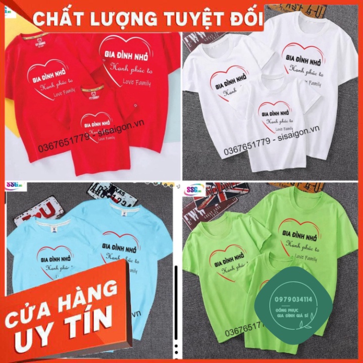 Áo thun giá sỉ Áo thun cotton nam nữ, áo gia đình in GIA ĐÌNH NHỎ HẠNH PHÚC TO dày dặn, co giãn tốt