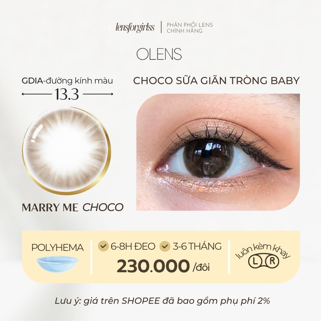 Kính áp tròng choco sữa Marry me choco chính hãng Olens | Hạn sử dụng 3-6 tháng | Lens cận