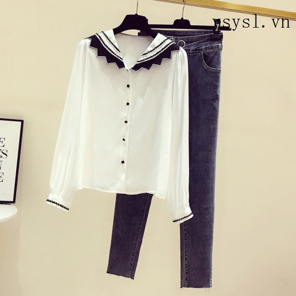 Áo Sơ Mi Chiffon Cổ Thủy Thủ Tay Dài Phong Cách Pháp Thời Trang Mùa Xuân 2022 Dành Cho Nữ