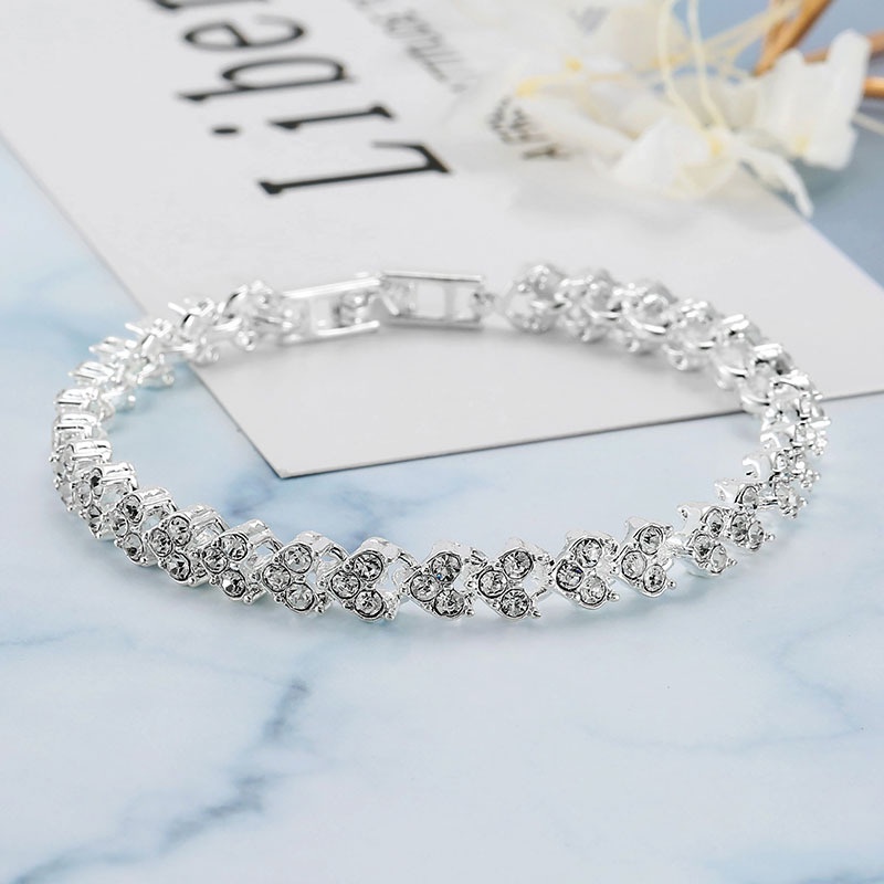 Vòng tay hợp kim đính đá zircon tinh tế thời trang cho nữ