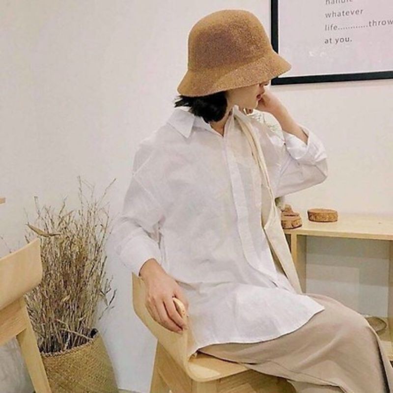 Mũ Cói Phong Cách Hàn Quốc Kèm Logo Chữ M