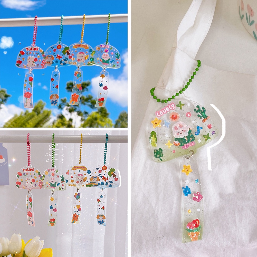 Nhẫn Thủ Công DIY Bằng Acrylic Trong Suốt Phối Tua Rua Màu Gradient Dễ Thương