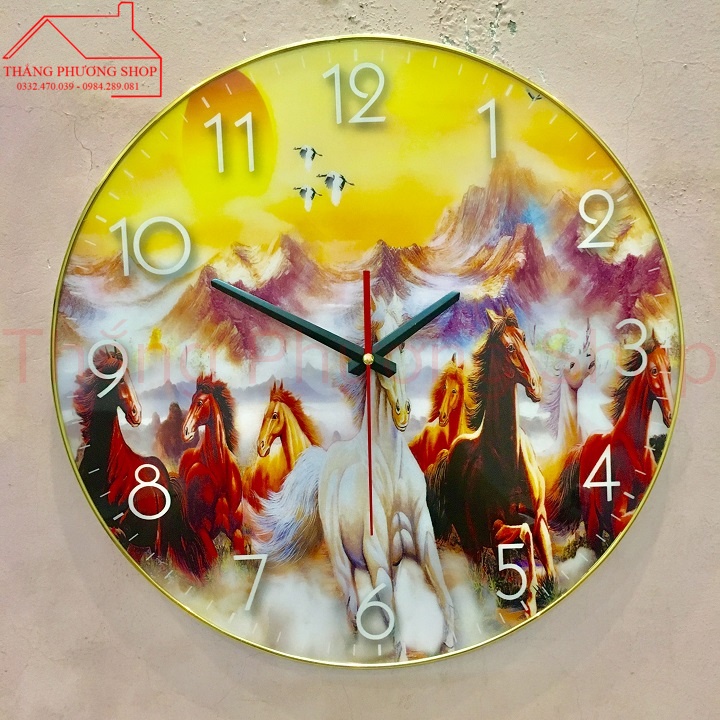 Đồng Hồ Treo Tường Tráng Gương 3D Mã Đáo Thành Công TGM-01 - Size: 40 CM ( Tặng Máy Đồng Hồ Thay Thế)