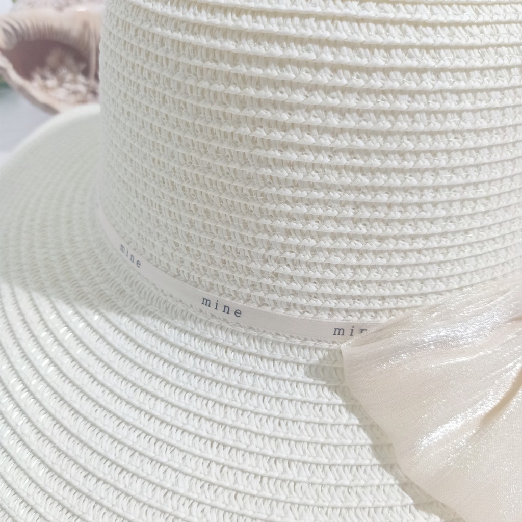 Nón cói,mũ cói nữ mềm vành nhỏ phối nơ voan phồng tiểu thư hàng nhập cao cấp_vành nhỏ voan phồng