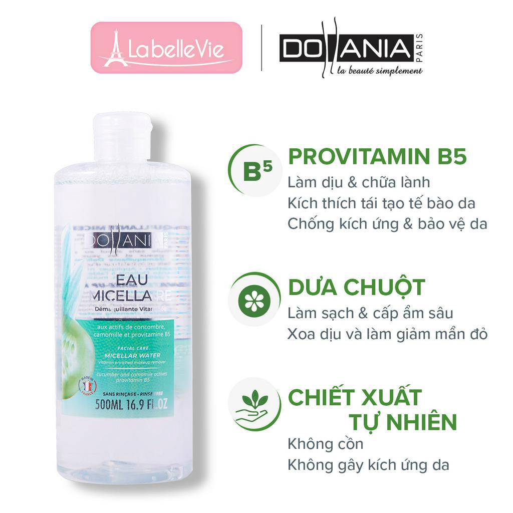 Nước tẩy trang Dollania Micellaire Pro Vitamin B5 & Tinh chất dưa leo 500ml (9122)