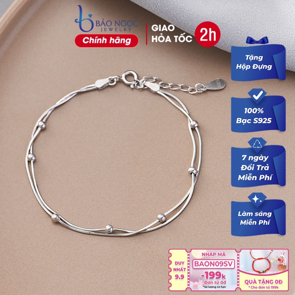 Lắc tay hạt bi nhỏ cho nữ thiết kế thanh mảnh đơn giản L1593 - Bảo Ngọc Jewelry