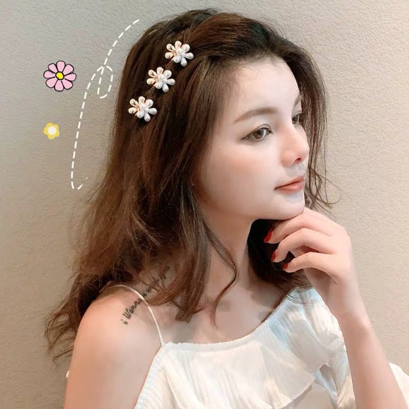 Kẹp tóc thời trang hình hoa đính ngọc trai xinh xắn cho nữ