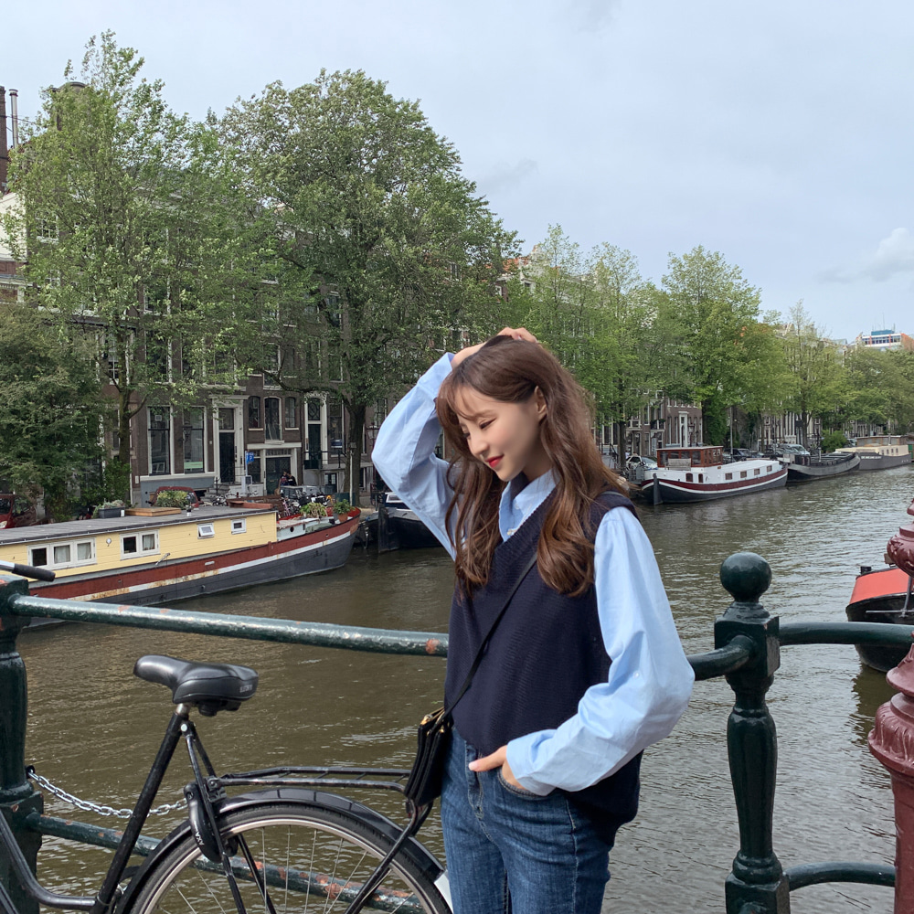 Áo Dệt Kim Sát Nách Dáng Rộng Cổ Chữ V Thời Trang Cho Nữ 30209