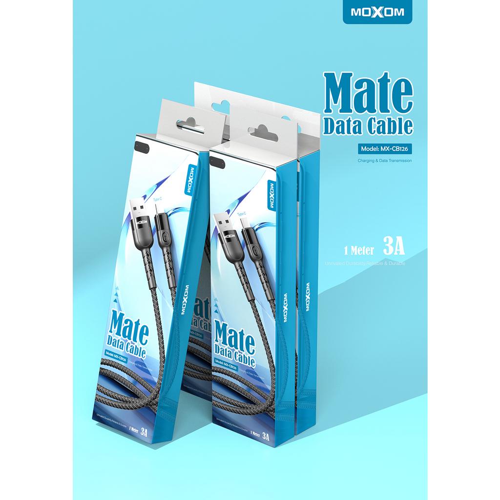 Dây sạc bọc dù MOXOM Mate 3A dài 1m dùng cho x xs max 11 12 13 14 Samsung Oppo Xiaomi Redmi