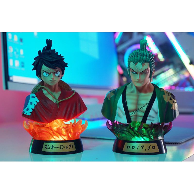 MÔ HÌNH BÁN THÂN LUFFY, ZORO, SANJI LED RGB 16CM