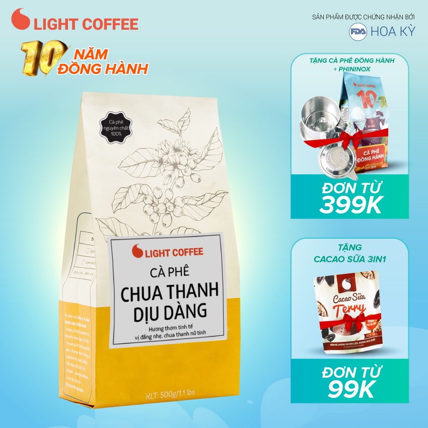 Cà phê nguyên chất 100% - Chua thanh dịu dàng - Light Coffee 500gr