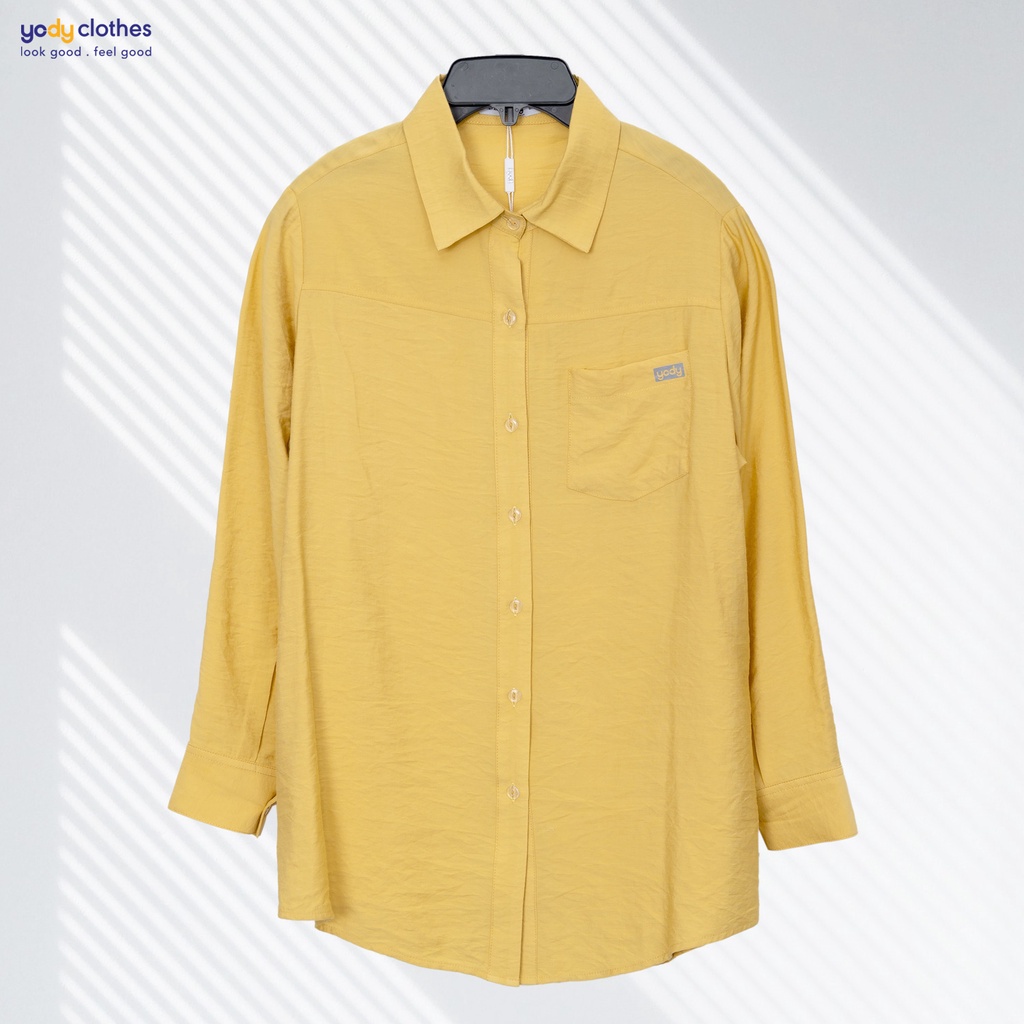 Áo sơ mi nữ YODY form rộng dài tay chất đũi thoáng mát SMN4436 | BigBuy360 - bigbuy360.vn