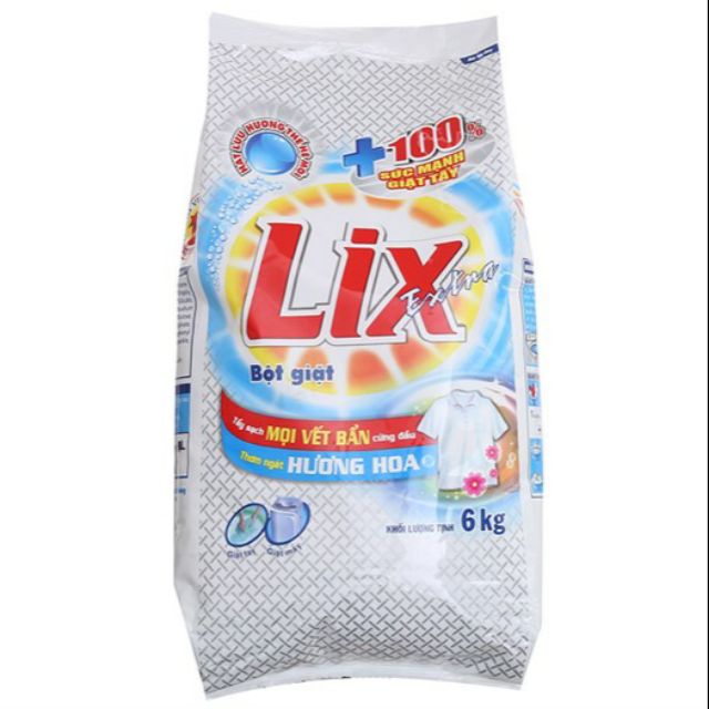 Bột giặt Lix Extra thơm ngát hương hoa 6kg