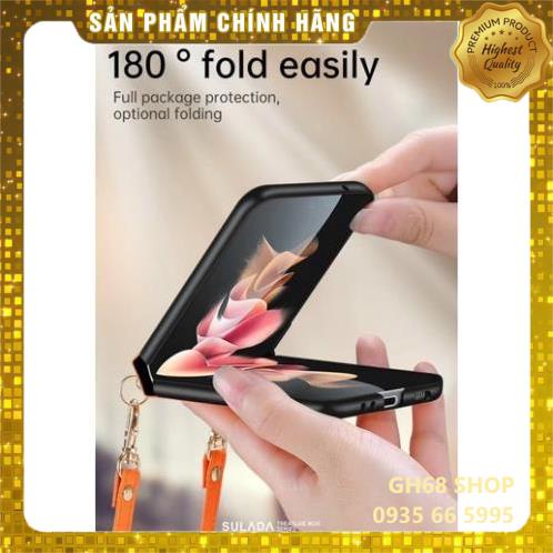 Ốp lưng Chính Hãng Sulada Da Kèm Dây Thời Trang cho Samsung Galaxy Z Flip 3