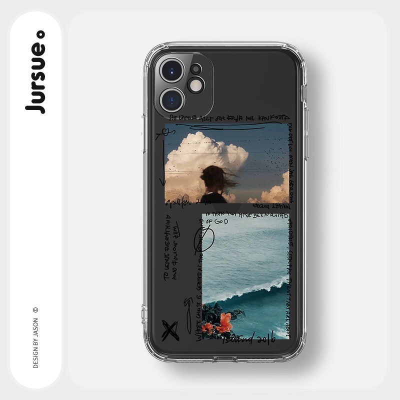 Ốp lưng JURSUE viền vuông chống sốc hình dễ thương đẹp cho iPhone 13 12 11 Pro Max SE 2020 X XR XS ip 8 7 6 6S Plus Y107