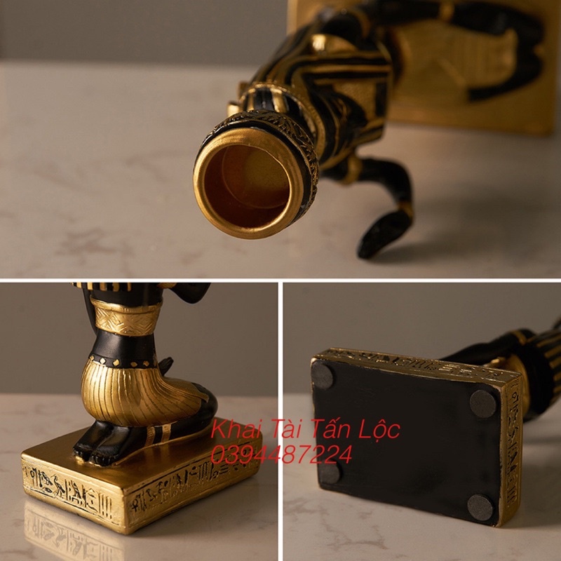 Tượng thần đầu chó ANUBIS Ai Cập cao 20cm có thể cắm nến