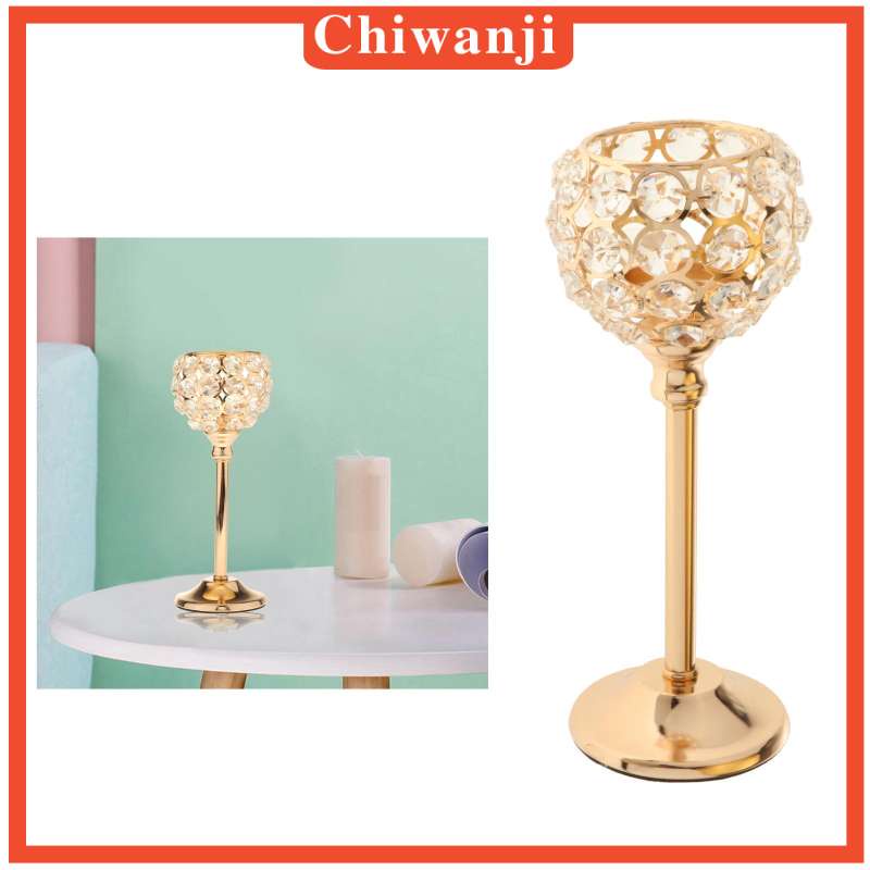 Giá đỡ đèn cầy bằng pha lê màu vàng 16.5cm trang trí tiệc