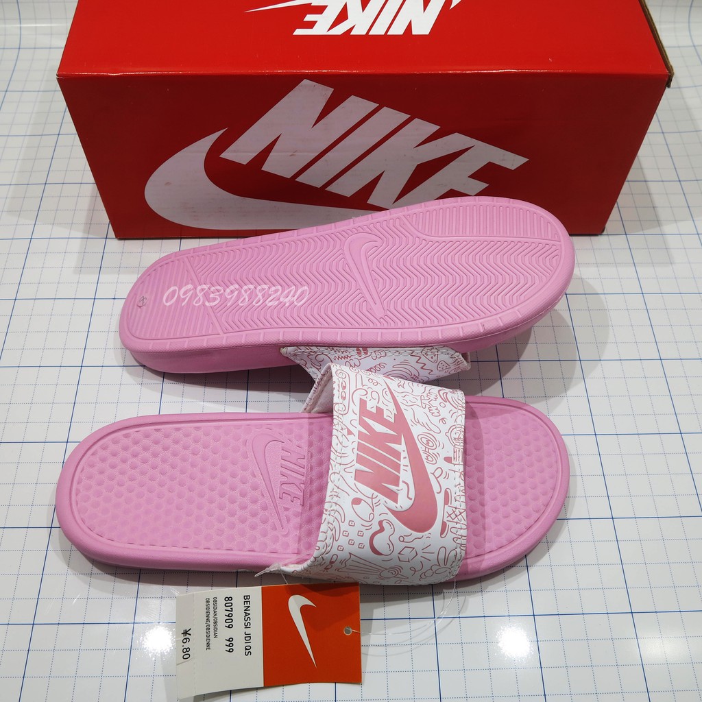 [Hộp Nike] Dép Nike Nk cartoon hoạt hình quai ngang nam nữ đầy đủ tem, mác, lót dày, tặng hộp hãng