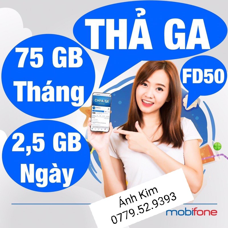 SIM 4G [FD50]  MOBI DATA KHỦNG- GIÁ SIÊU RẺ CHỈ 50K/THÁNG TẶNG DÙNG THÁNG ĐẦU