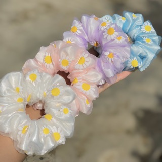 Đồ buộc tóc scrunchies hoa cúc 2 lớp🌼