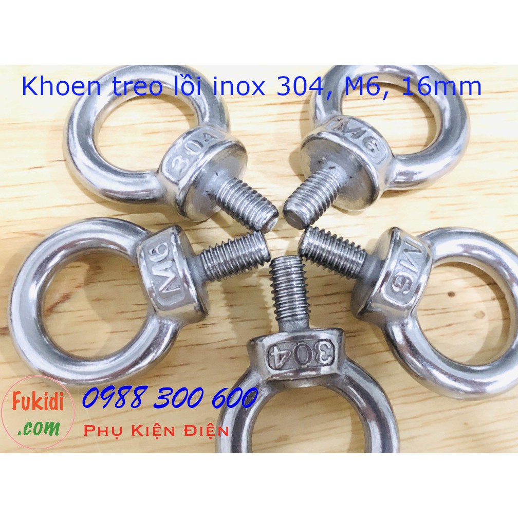 5 cái móc treo tròn M6, khoen treo tròn M6, inox 304, phi 16mm - M0CM6