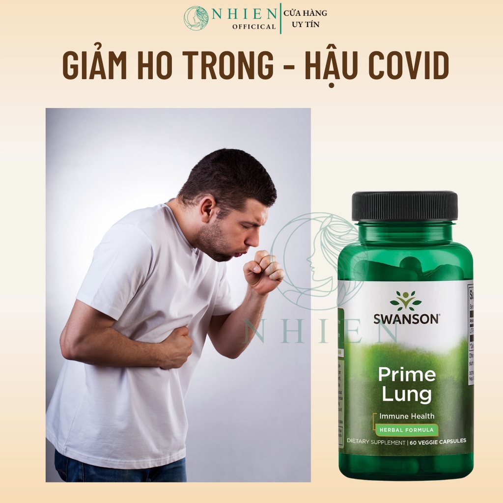 Viên uống bổ phổi, giải độc phổi, giảm ho và phục hồi phổi sau Covid Prime Lung Swanson 60 viên