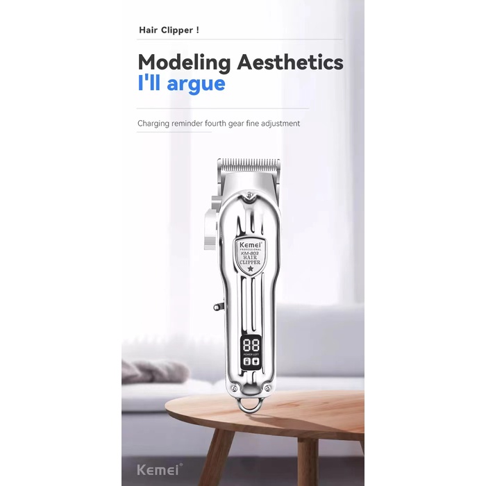 Tông đơ hớt tóc chuyên nghiệp không dây Kemei cho nam