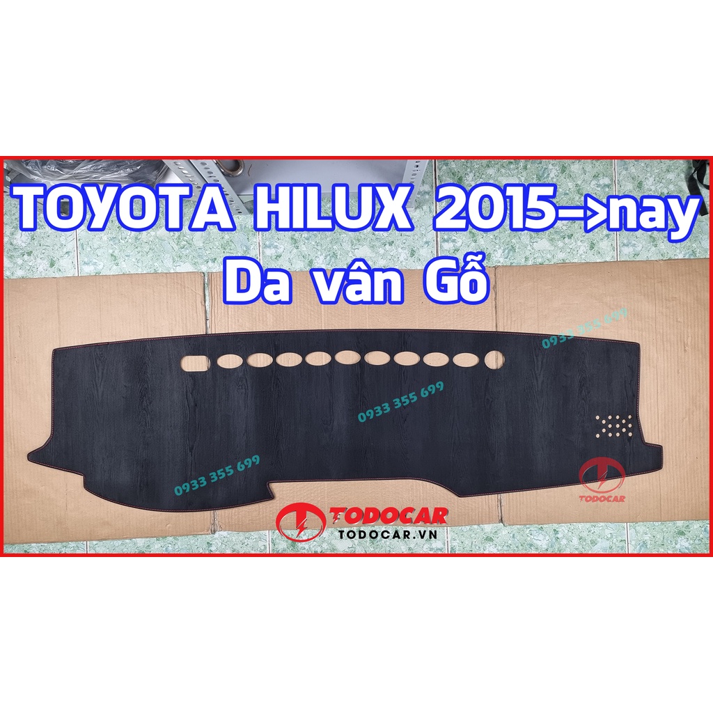 Thảm Taplo TOYOTA HILUX bằng Nhung lông Cừu hoặc Da vân Carbon, Da vân Gỗ