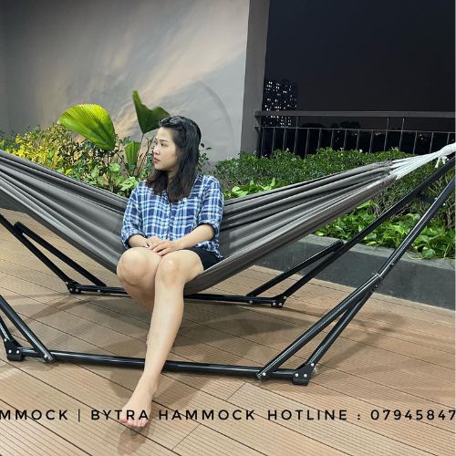 Bộ võng xếp Bytra cao cấp hàng xuất khẩu bao gồm 1 khung võng xếp đa năng và 1 lưới võng nằm vải canvas