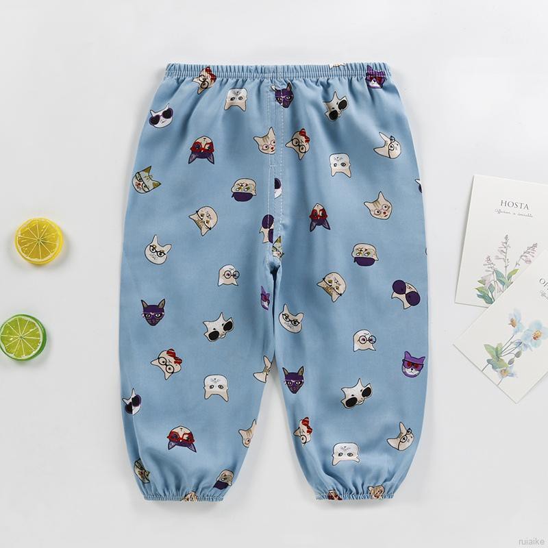 ruiaike  Summer Kids Anti-mosquito Pants Baby Lanterns Small Cotton Silk Trousers Breathable Air-conditioning Pants