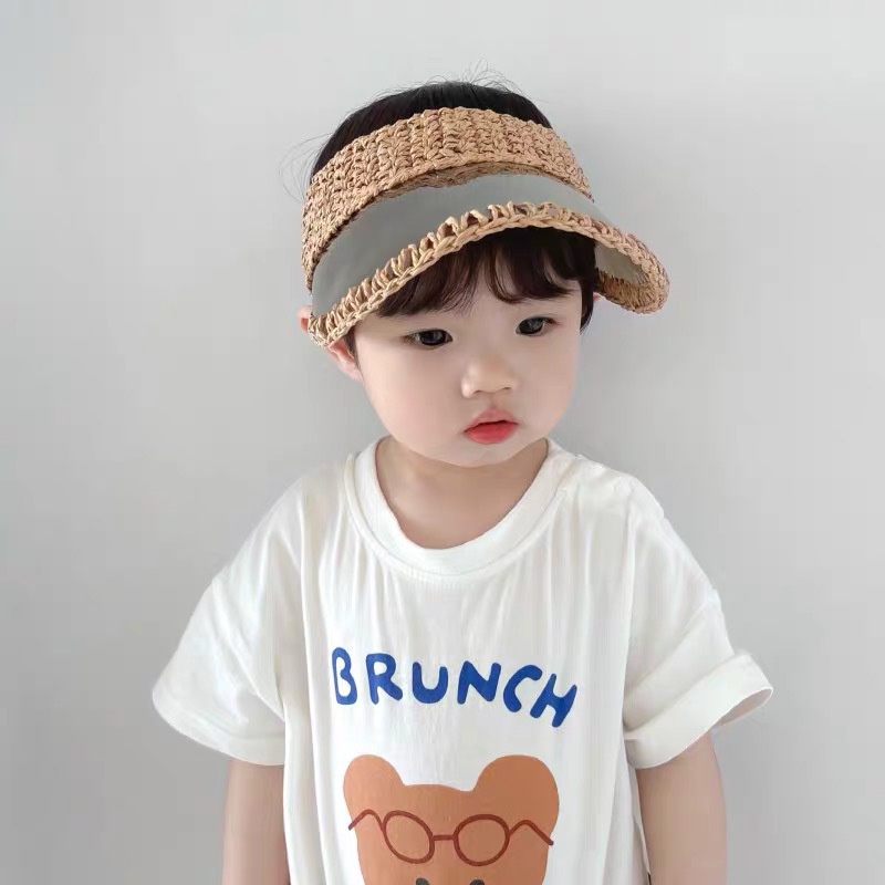 Nón Vành Rộng Nửa Đầu Che Nắng Chống Tia Uv Màu Sắc Kẹo Ngọt Thời Trang Mùa Hè Dành Cho Trẻ Em