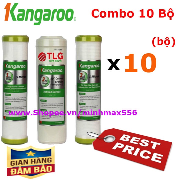 [UY TÍN SỐ 1] Combo 10 Bộ 3 lõi lọc nước 1-2-3 Kangaroo Chính Hãng | Giá tốt dành cho Đại Lý