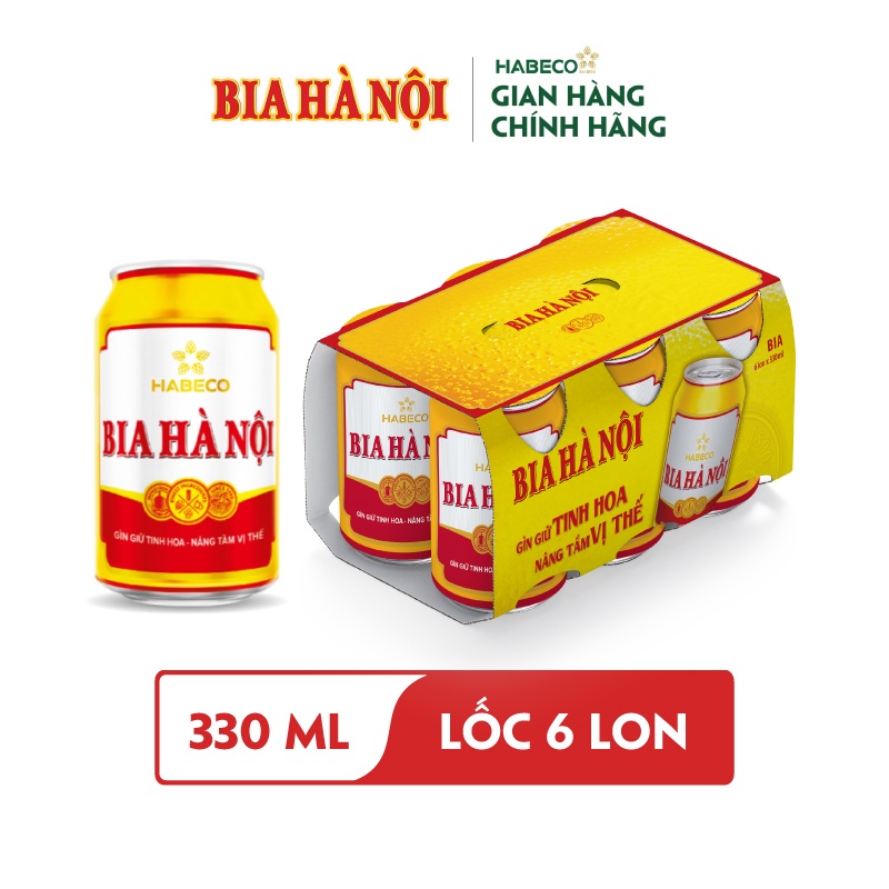 HỎA TỐC HÀ NỘI - Lốc 6 lon Bia Hà Nội - HABECO (330ml/ lon)