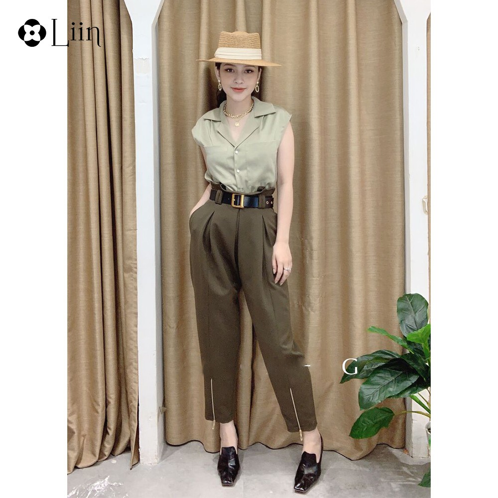 [Freeship đơn từ 0đ] Quần tây nữ LINBI Clothing công sở màu rêu có khoá Q3214 | BigBuy360 - bigbuy360.vn