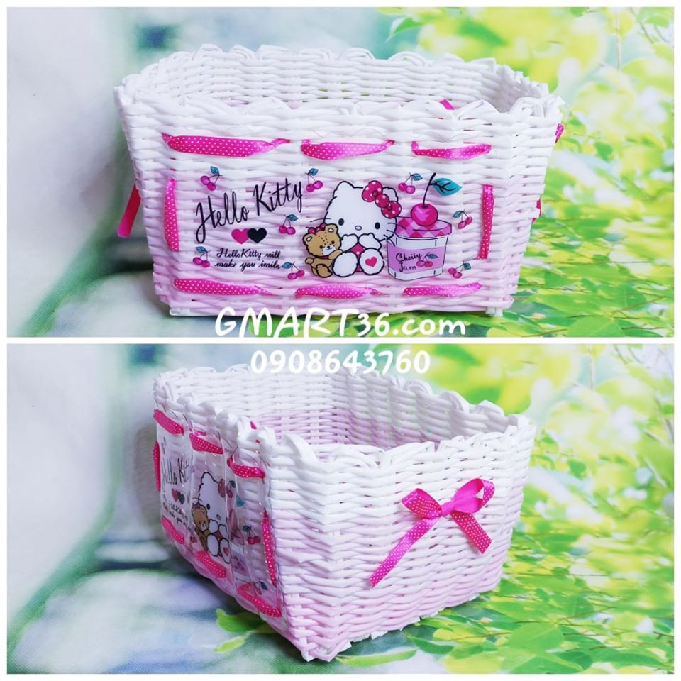 🍀 Rổ mây chữ nhật Kitty W0294 🍀
