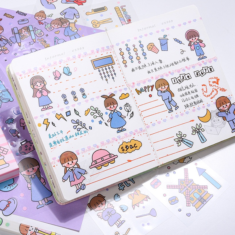 Set 100 Miếng Dán Trang Trí Hình Hoạt Hình Dễ Thương Cho Bé