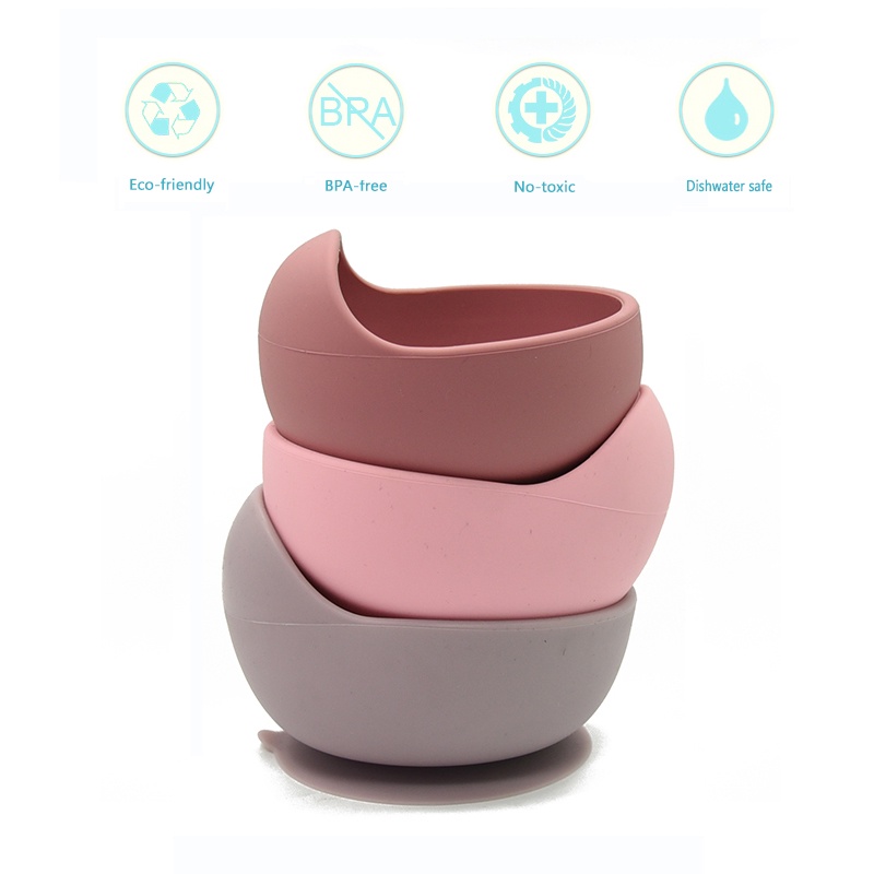 1 Bộ Bát Ăn Silicone Chống Nước Có Đế Hút Chân Không Kèm Muỗng Cho Bé