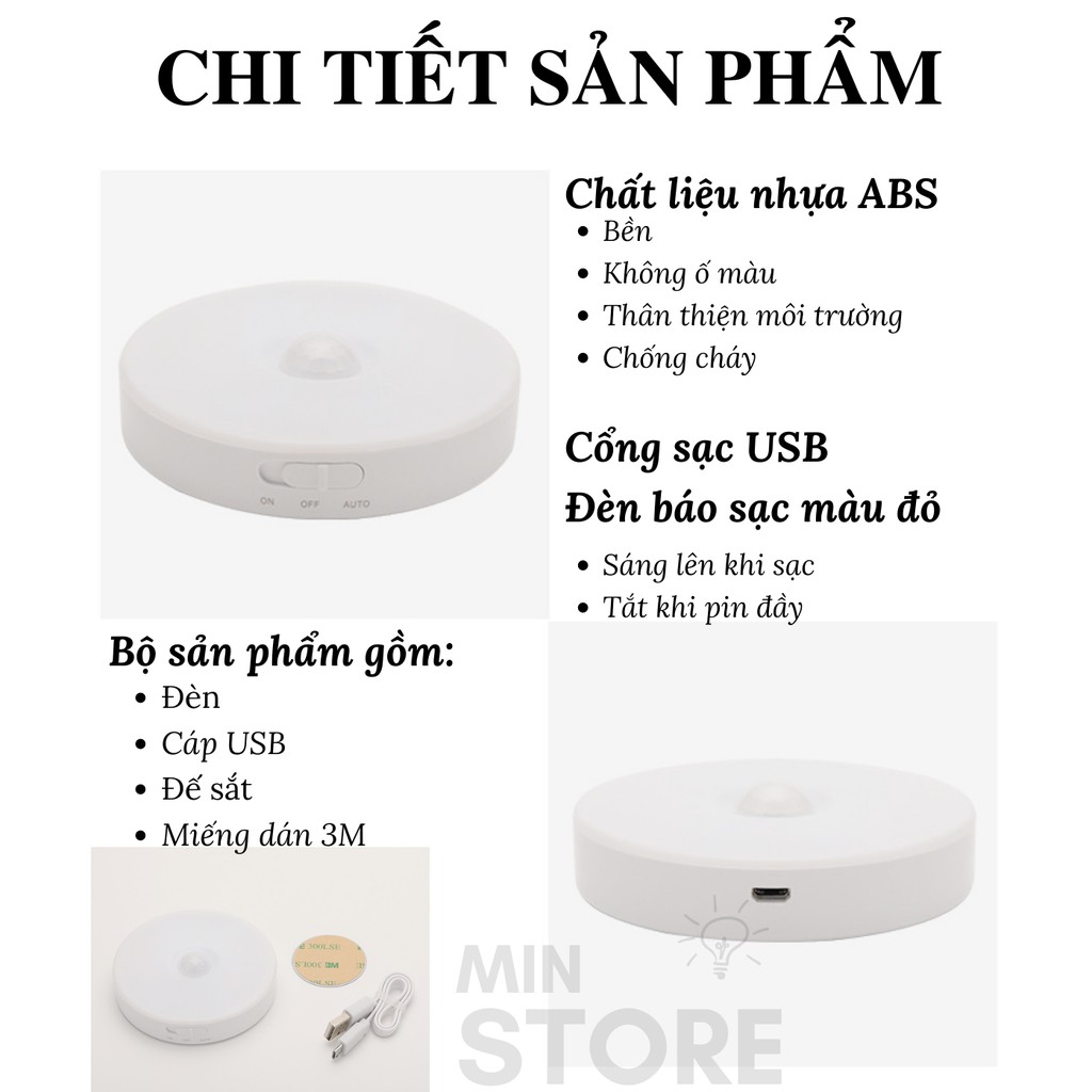 Đèn cảm ứng thông minh không dây, cảm biến chuyển động ( Pin Sạc 700 mAh) - Min STORE