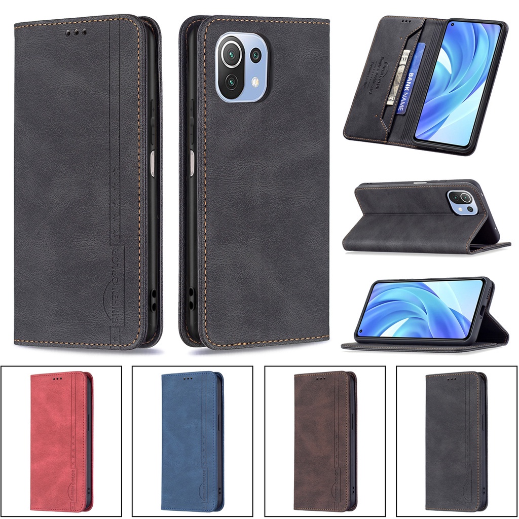 Ốp Lưng Điện Thoại Dạng Ví Da Lật Dành Cho Xiaomi Mi 11 Lite 10T Pro 10T Lite 11T Pro POCO M3 Pro X3