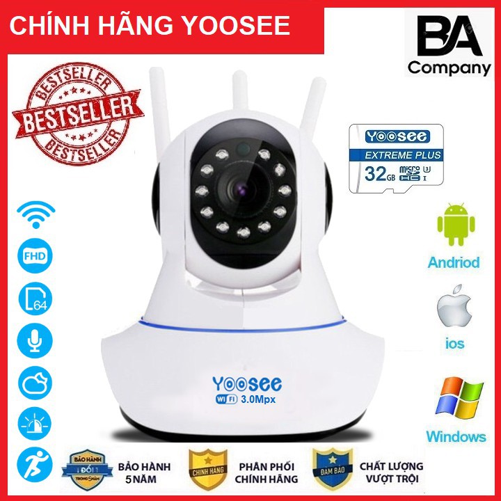 Tùy chọn Combo Camera Yoosee 3.0 Mpx 1296 Pixel Chính Hãng - Thẻ Nhớ Yoosee Chính Hãng - Bảo Hành 60 Tháng